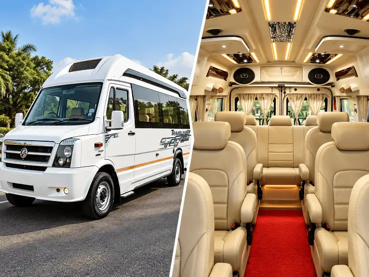 Maharaja Luxury Tempo Traveller with driver, available for rent in Delhi, Jaipur, Agra and other Indian cities